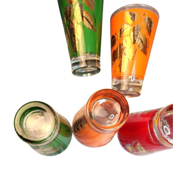 Vintage Libbey Grape Leaf Glasses Set of 7 | Gold Leaf Barware | 1950s–60s Multi - Picture 8 of 12